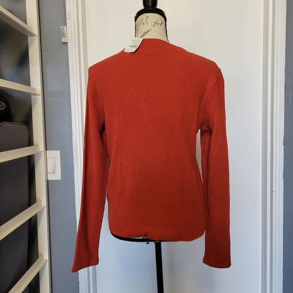 NWT Madewell Rust Orange Knot Crewneck Ribbed Pullover Sweater Size M - Picture 8 of 9